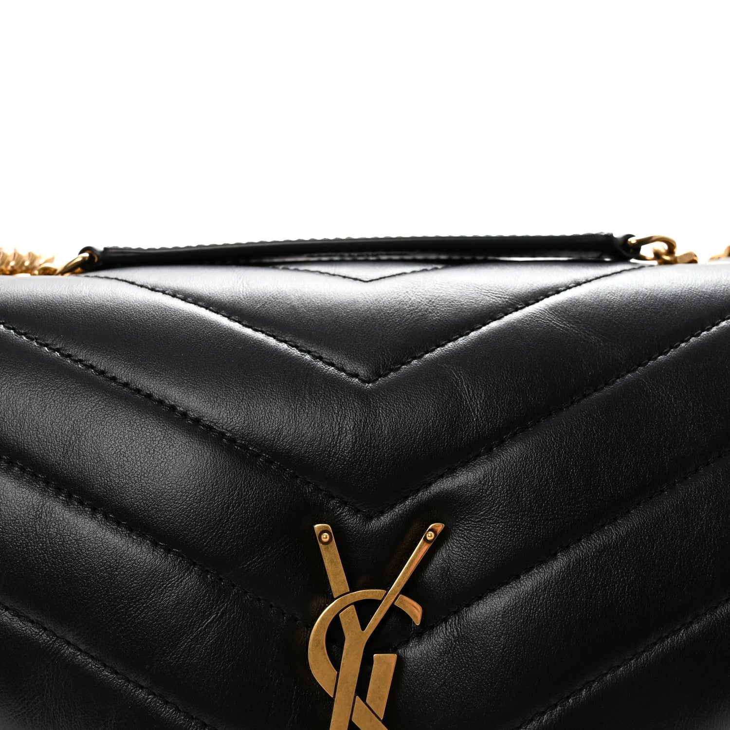Black quilted calfskin flap with YSL monogram hardware