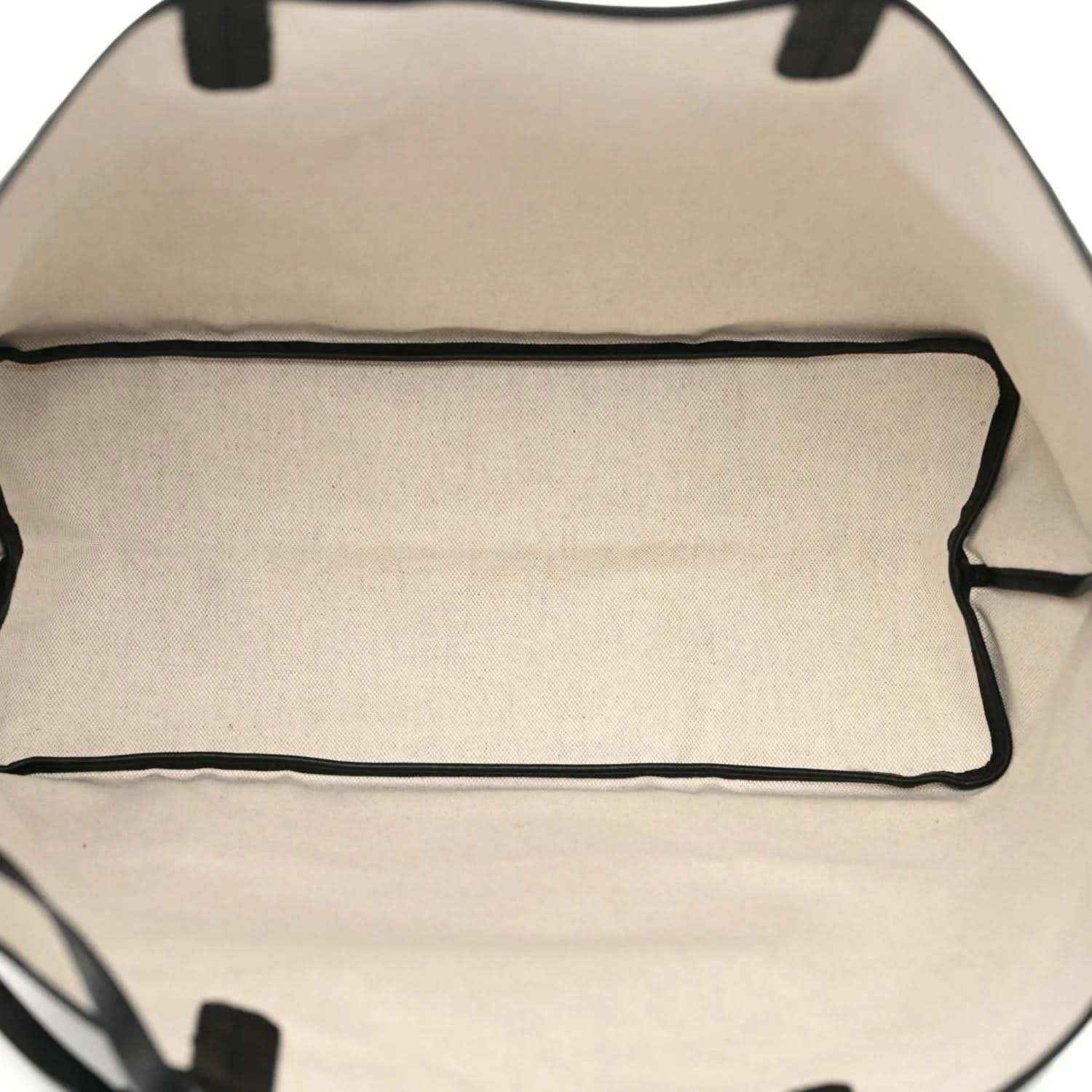 Tote bag interior lining with black edge trim on coated canvas