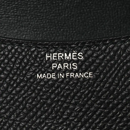 Black leather wallet lining with HERMÈS PARIS MADE IN FRANCE text