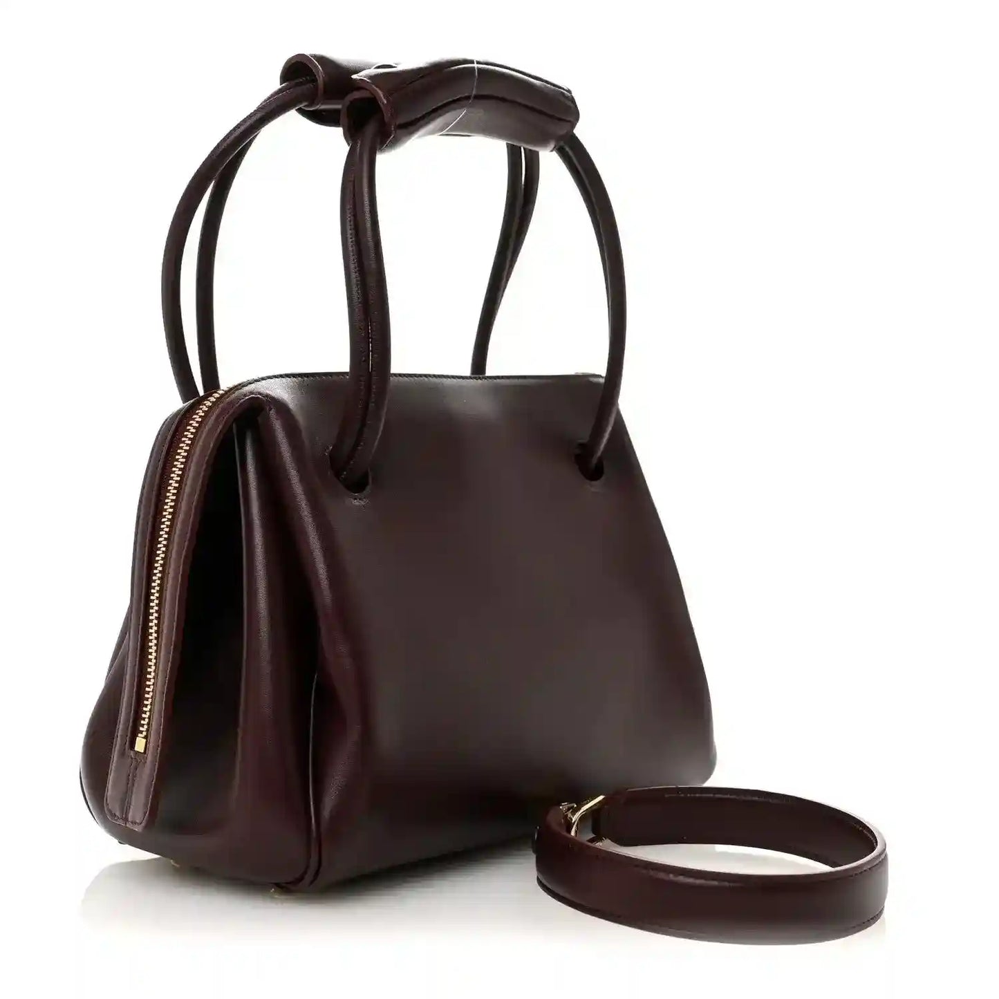 Loewe Small Madrid bag in dark burgundy calfskin with top handles and detachable strap