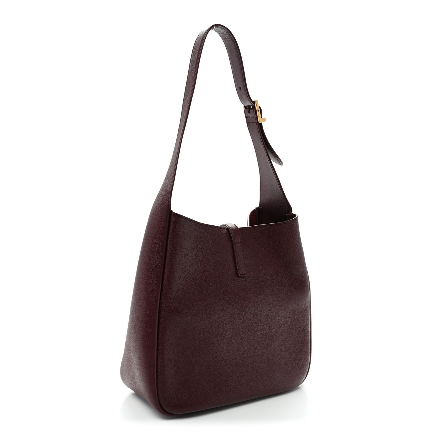 Saint Laurent Le 5 A 7 hobo bag, smooth burgundy leather, top handle and strap