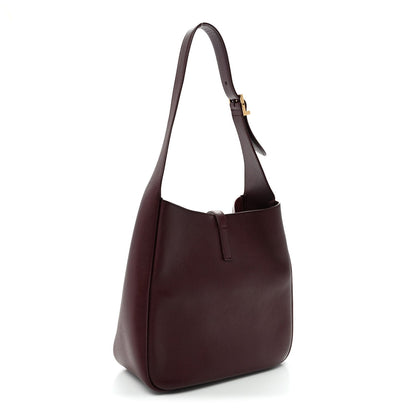 Saint Laurent Le 5 A 7 hobo bag, smooth burgundy leather, top handle and strap