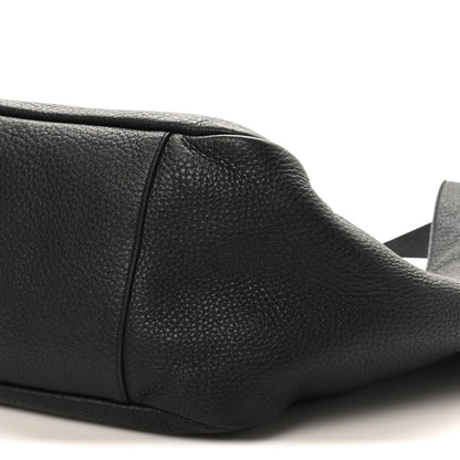 Black grained deerskin tote bottom corner with smooth edge stitching and seam