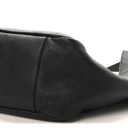 Black grained deerskin tote bottom corner with smooth edge stitching and seam