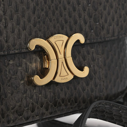 Grey watersnake shoulder bag with Celine gold-tone Triomphe clasp