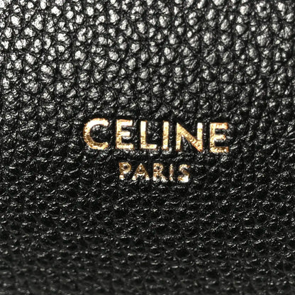 Celine Paris logo on black grained leather