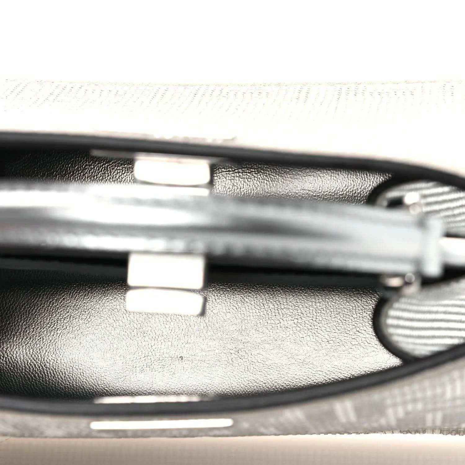 Silver leather shoulder strap with metal buckle and adjustment bar