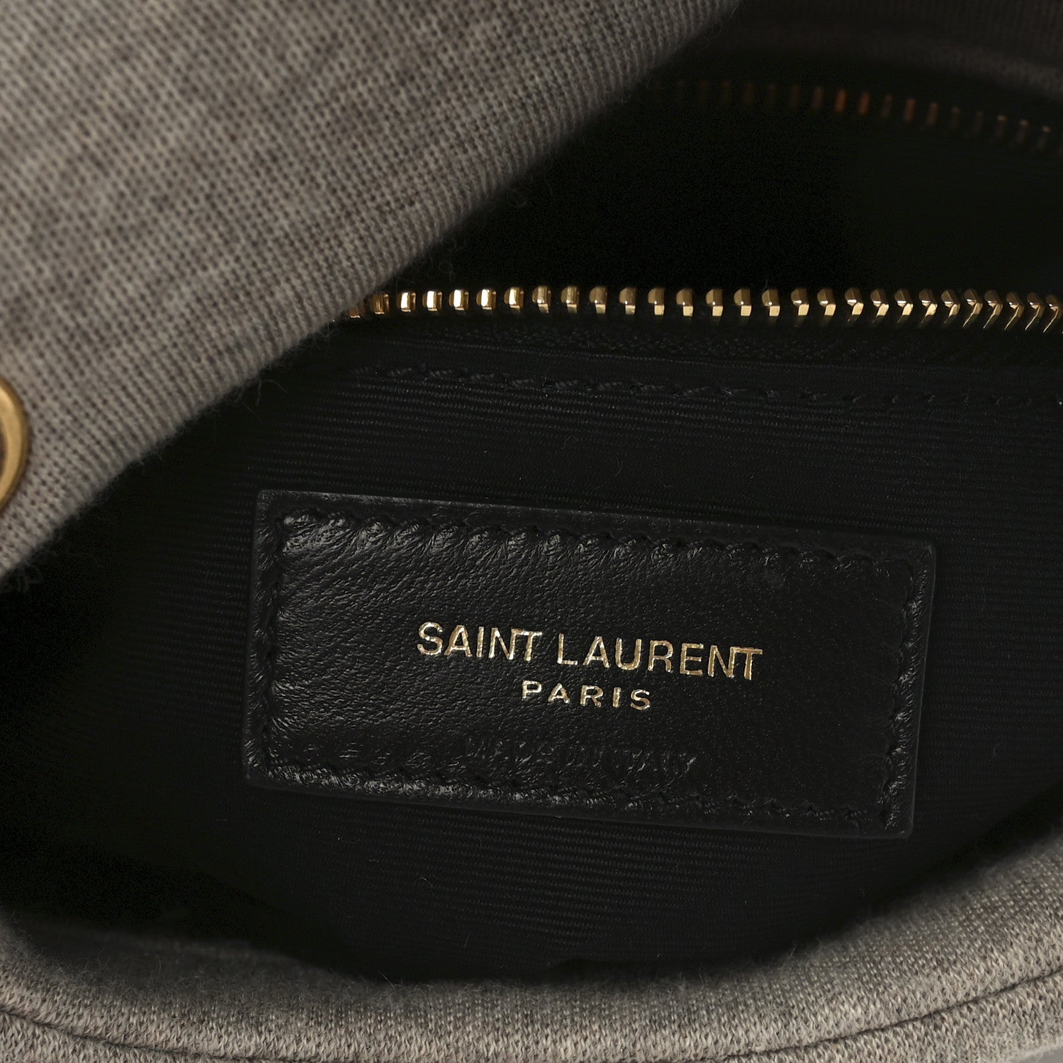 Saint Laurent Paris logo patch on satchel interior