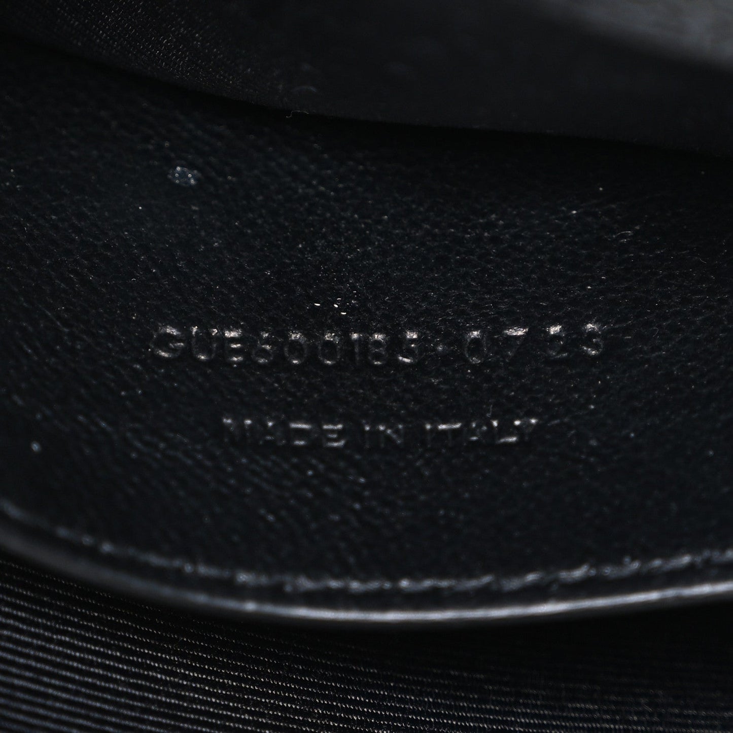 Saint Laurent black leather satchel embossed size code on inside seam