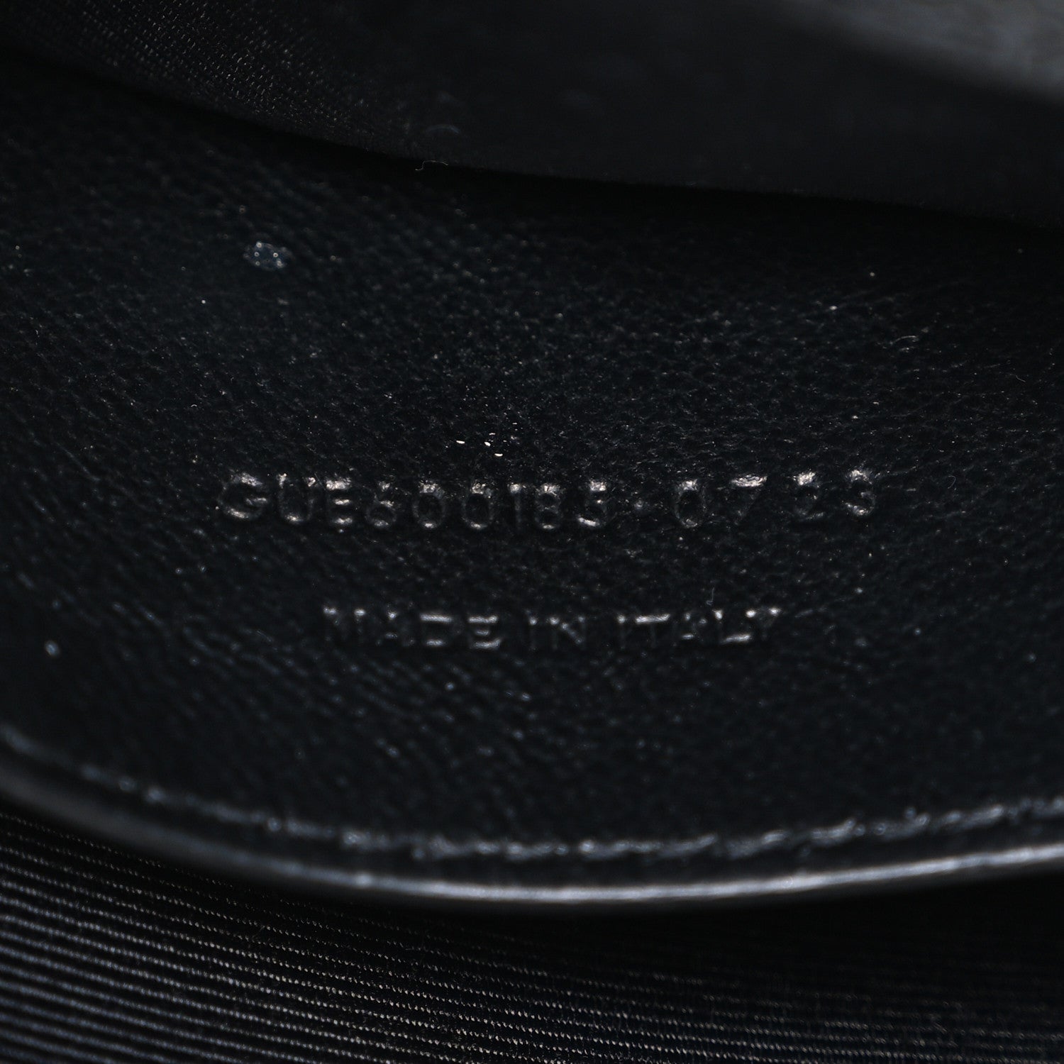 Saint Laurent black leather satchel embossed size code on inside seam