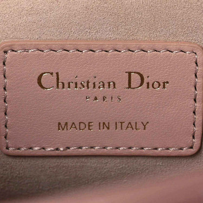 Christian Dior Paris lambskin handbag label in pale pink with stitched edge