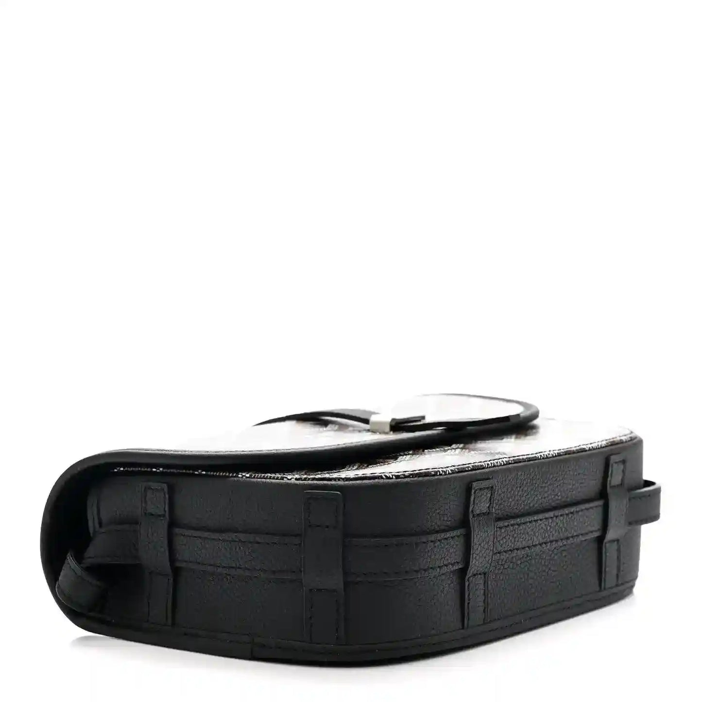 Black leather messenger bag base with structured panels and strap attachment
