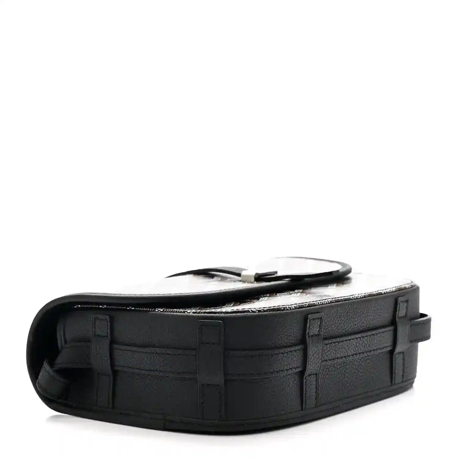 Black leather messenger bag base with structured panels and strap attachment