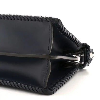 Fendi nappa leather satchel with braided edge trim, dark midnight blue
