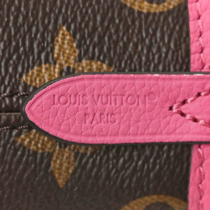 Louis Vuitton monogram inside pocket label on pink leather trim