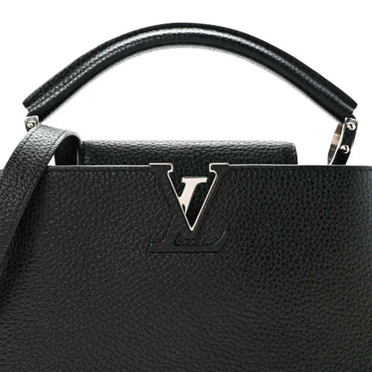 Louis Vuitton Capucines BB black leather top-handle bag with large LV logo