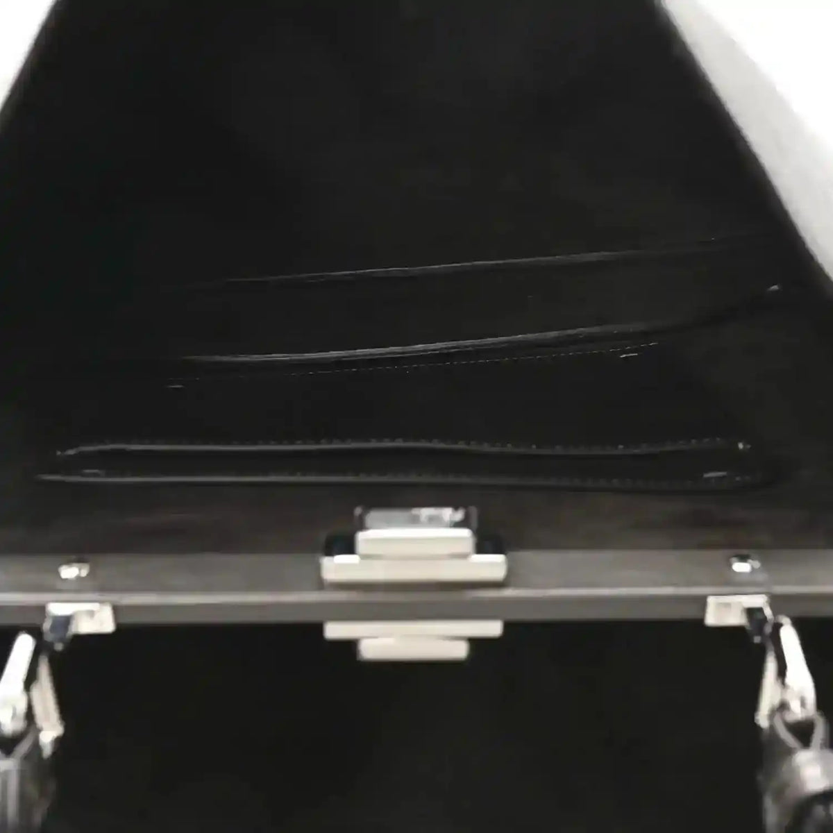 Fendi Peekaboo tote interior view with turn-lock mechanism and side straps