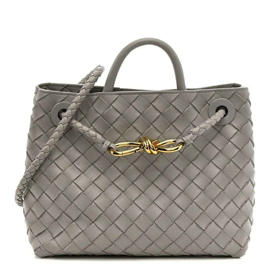 Bottega Veneta Andiamo shoulder bag in sterling grey woven nappa with gold clasp