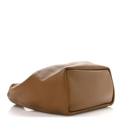 Loewe nappa small squeeze bag in oak-brown leather, bottom side profile