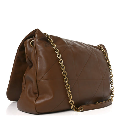 Light brown quilted lambskin shoulder bag with chain strap and YSL logo hardware