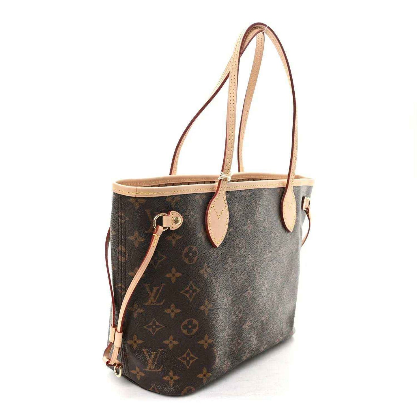 Louis Vuitton monogram canvas tote bag with vachetta leather handles and side laces