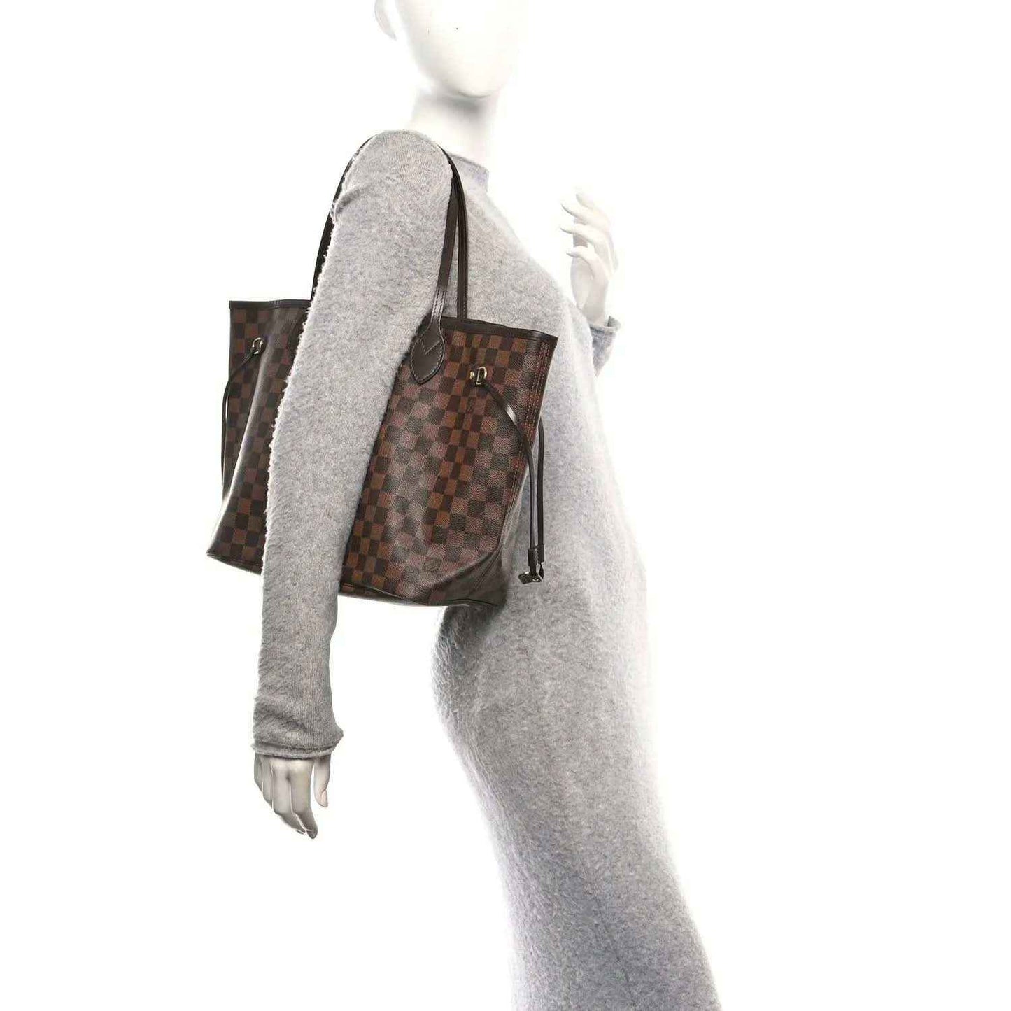 Louis Vuitton Damier Ebene tote bag with long handles and side leather trim detail