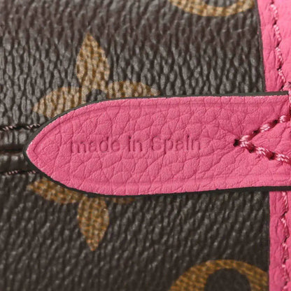 Louis Vuitton monogram inside label on pink leather trim reading 'made in Spain'