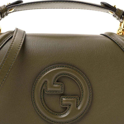 Gucci medium Blondie top-handle bag, forest green leather, G emblem front detail