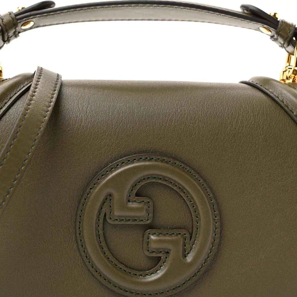 Gucci medium Blondie top-handle bag, forest green leather, G emblem front detail