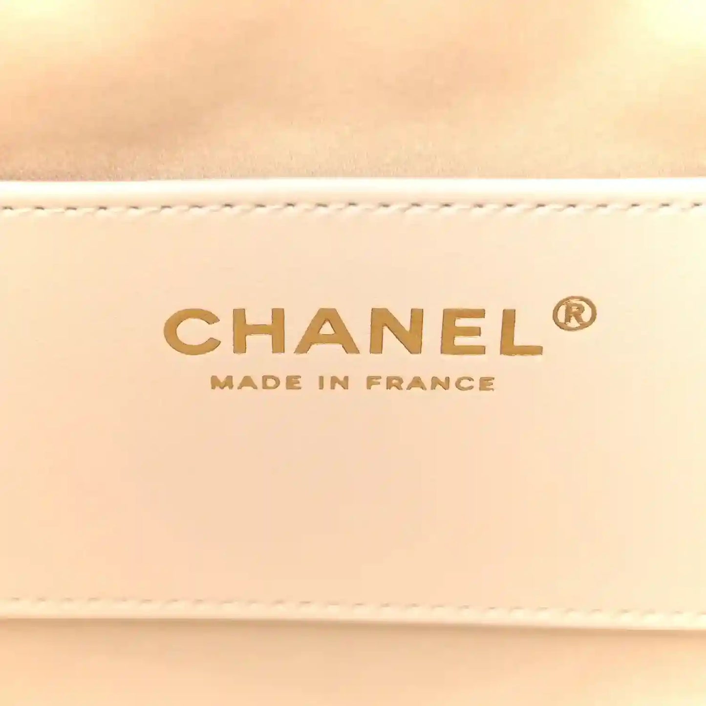 Handbag interior lining with CHANEL® and MADE IN FRANCE logo text