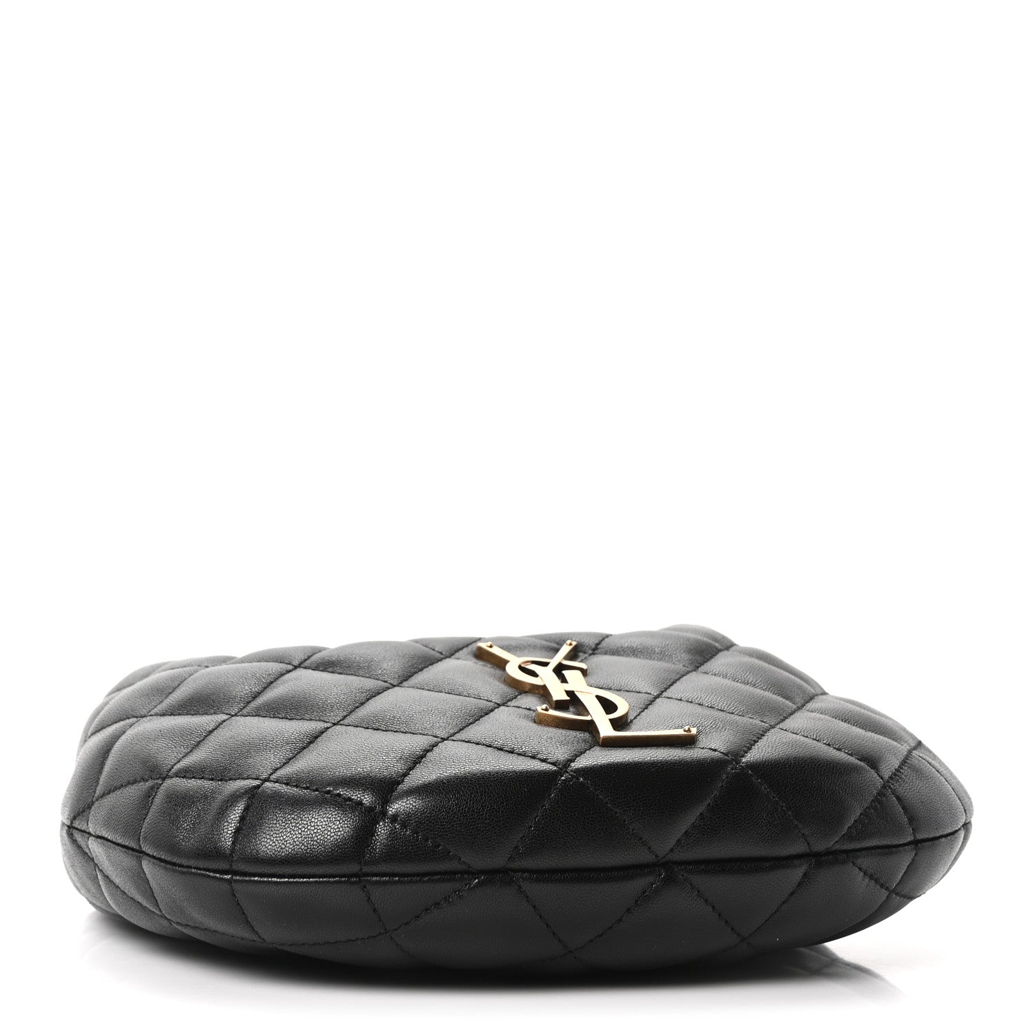 Quilted lambskin hobo bag in black with gold YSL clasp