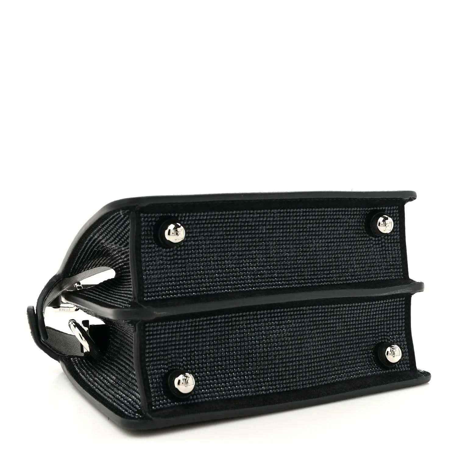 Fendi black crystal satchel with bottom feet and side hardware