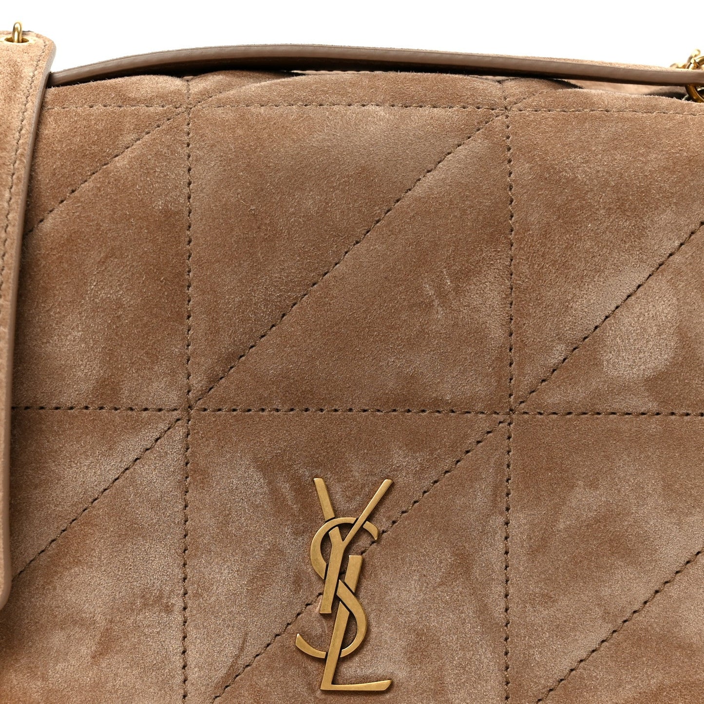 Taupe suede matelasse mini bag with gold YSL monogram plaque