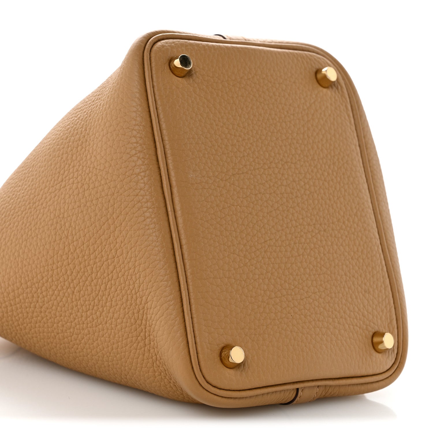 Hermes Picotin Lock bucket bag back corner, biscuit leather with gold feet