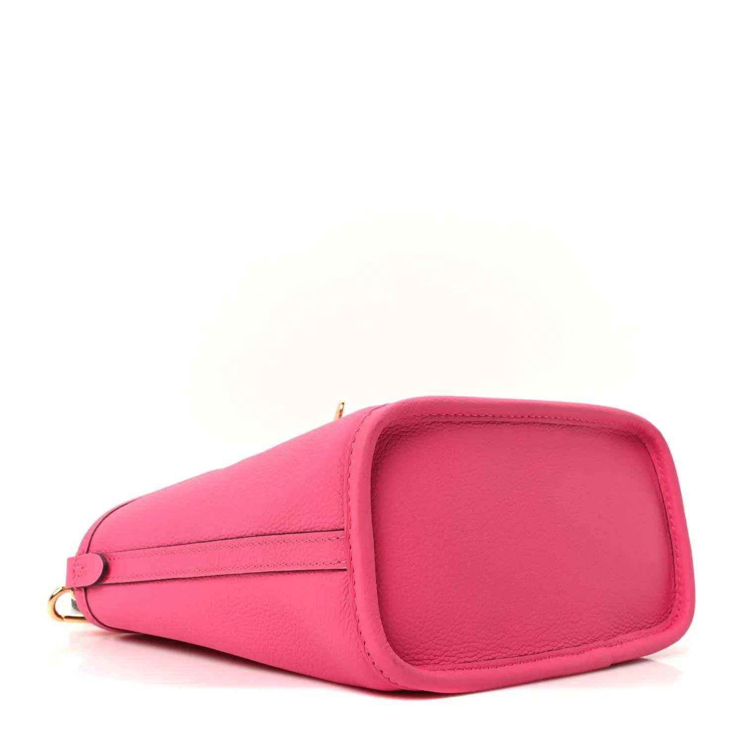 Louis Vuitton Neverfull BB bag pink leather pouch with curved top and zipper pull