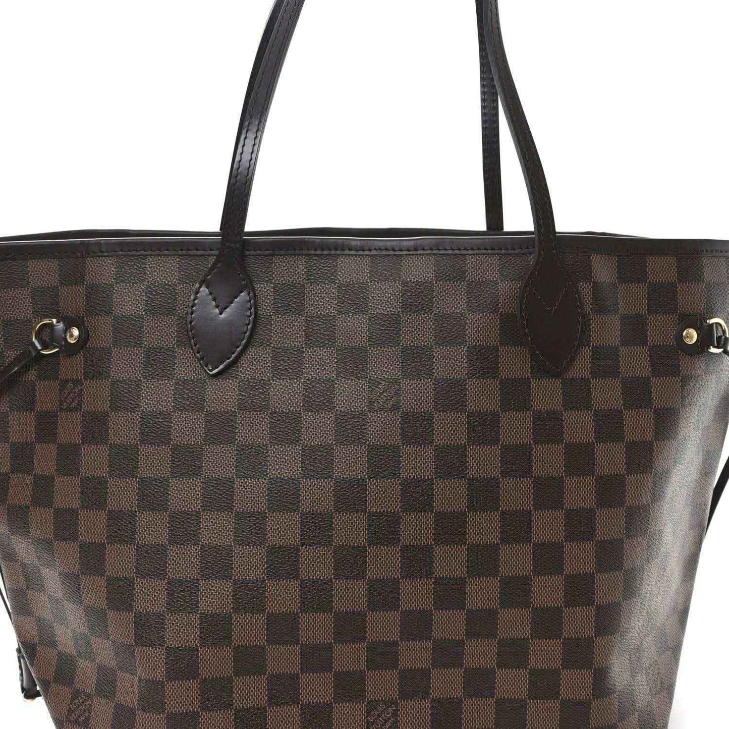 Louis Vuitton Damier Ebene tote bag with leather handle tops and metal hardware