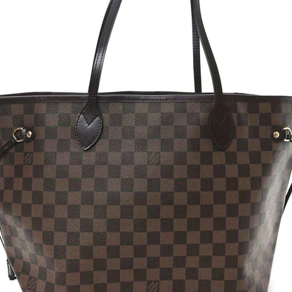 Louis Vuitton Damier Ebene tote bag with leather handle tops and metal hardware