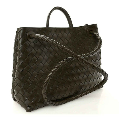 Bottega Veneta Andiamo intrecciato nappa leather shoulder bag with top handle and braided strap