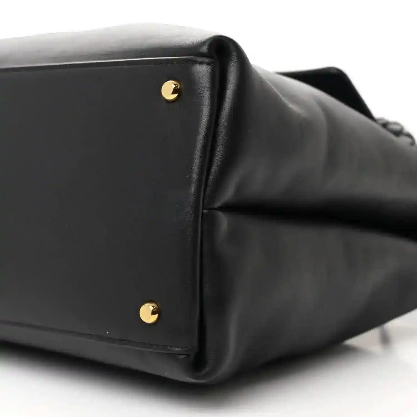 Bottega Veneta medium shoulder bag, black leather with gold logo studs