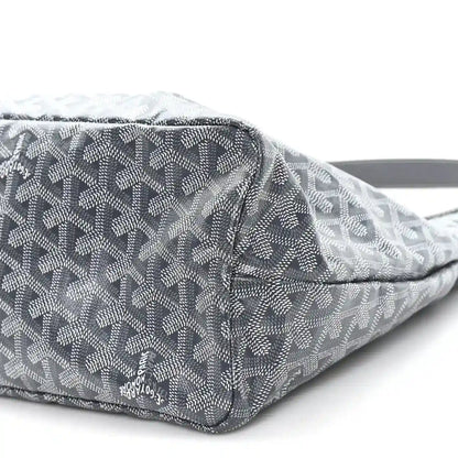 Grey Goyardine hobo bag with Goyard pattern and zip top, coated canvas texture