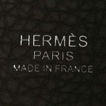 Leather bucket bag interior branding stamp: HERMES PARIS MADE IN FRANCE