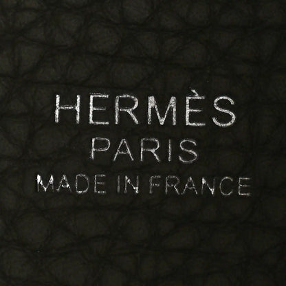 Leather bucket bag interior branding stamp: HERMES PARIS MADE IN FRANCE