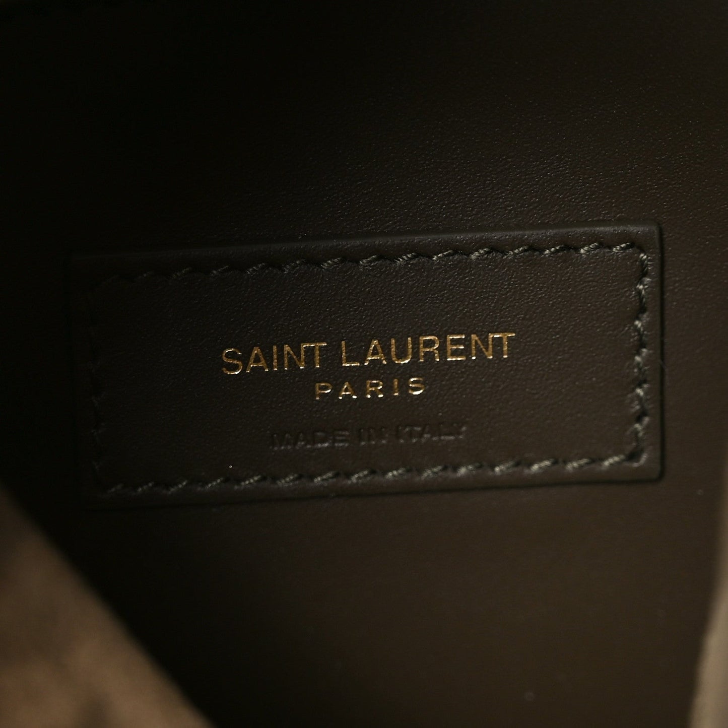 Saint Laurent Le 5 A 7 small hobo bag interior label, 'SAINT LAURENT PARIS' text