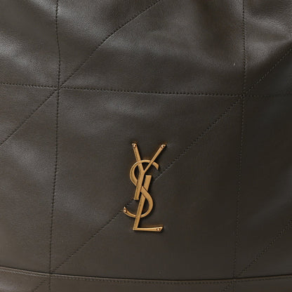 Quilted leather front panel with gold YSL monogram detail