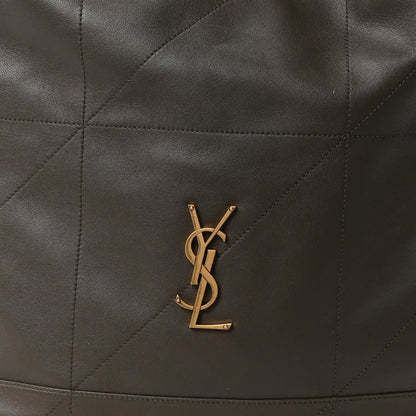 Quilted leather front panel with gold YSL monogram detail