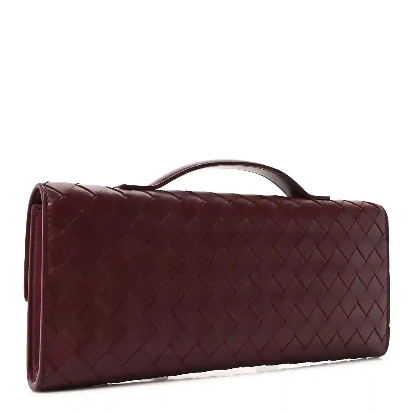 Bottega Veneta Nappa intrecciato long clutch with top handle, barolo