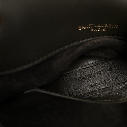 Leather interior stamp text on dark lining