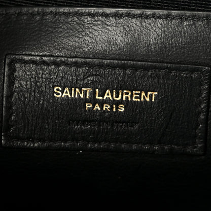 Saint Laurent Paris logo on black leather label