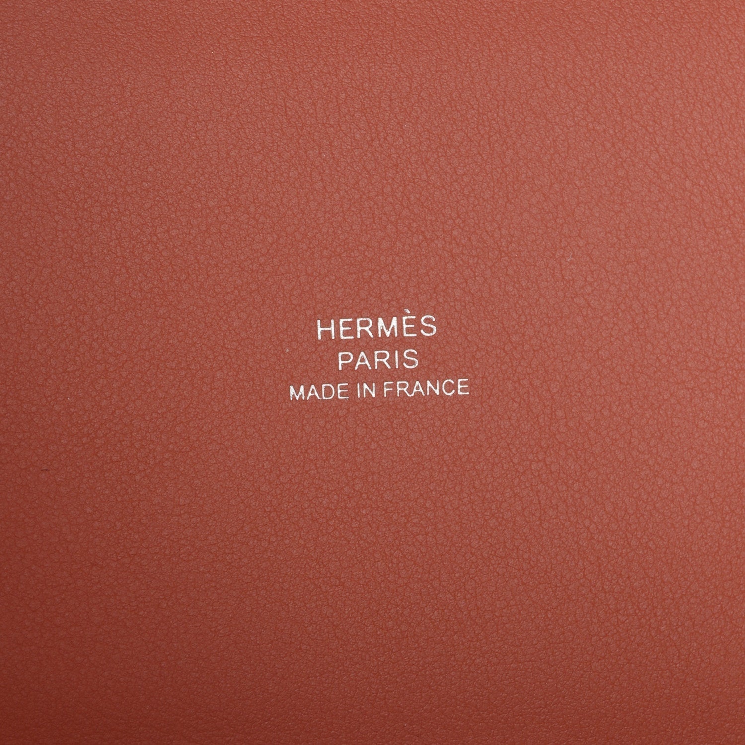 Leather bag branding text: HERMÈS PARIS MADE IN FRANCE