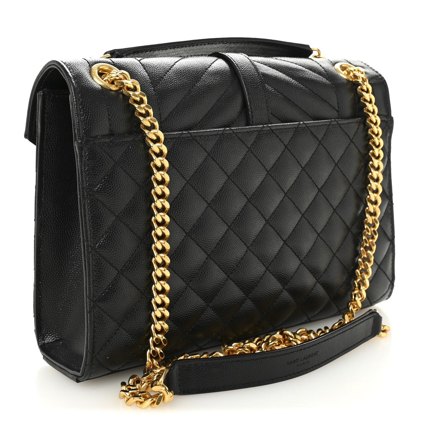 Black quilted leather medium satchel with gold-tone chain strap